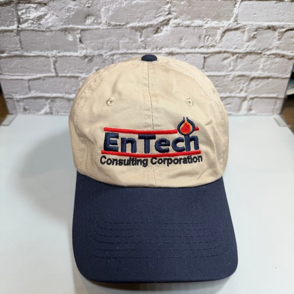 EnTech Other - EnTech Consulting Corporation Hat Mens OSFM Tan Navy Blue Embroidered Dad Cap